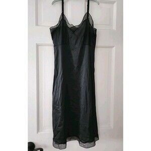 Vintage Sliperfection Women’s Black Satin Slip Dress Lingerie Size 34 B Made USA